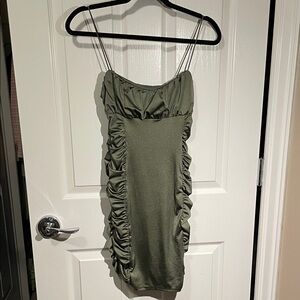 Green Ruched Mini Dress